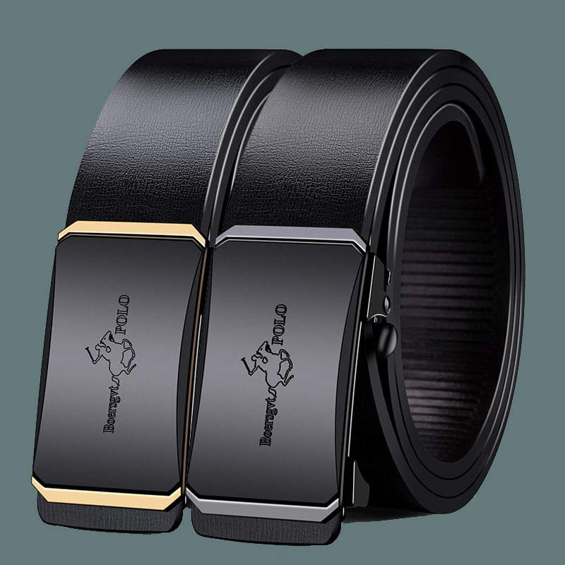 （Offerta a tempo limitato）Cintura da uomo in vera pelle di vacchetta fatta a mano con fibbia automatica,Cornice placcata argento.