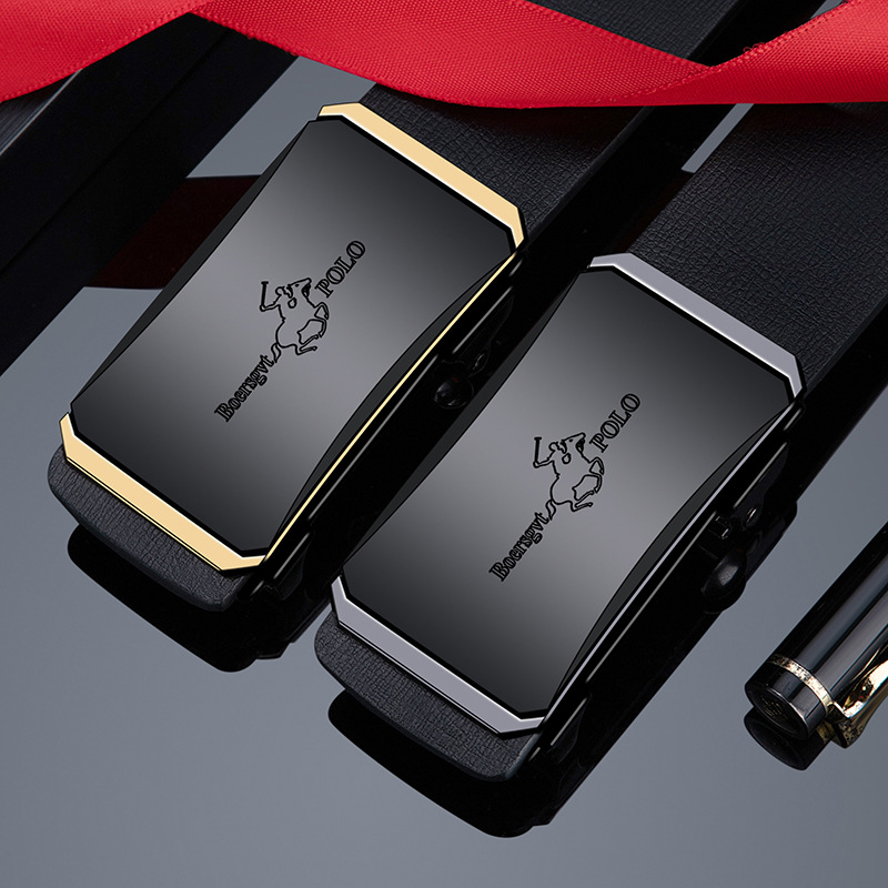 （Offerta a tempo limitato）Cintura da uomo in vera pelle di vacchetta fatta a mano con fibbia automatica,Cornice placcata argento.