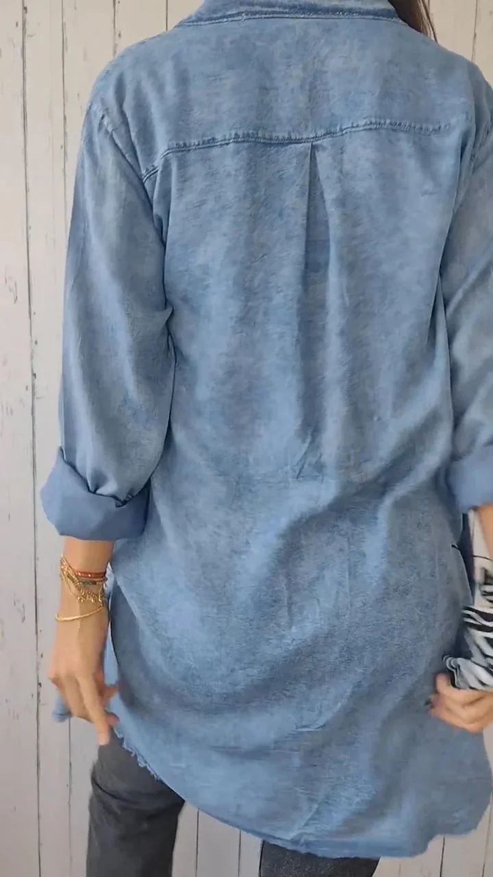 Camicia comoda in denim con cappotto lungo
