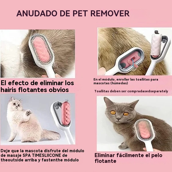 Peine para quitar el pelo de mascotas con depósito de agua