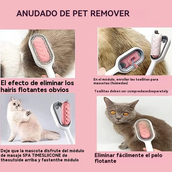 Peine para quitar el pelo de mascotas con depósito de agua