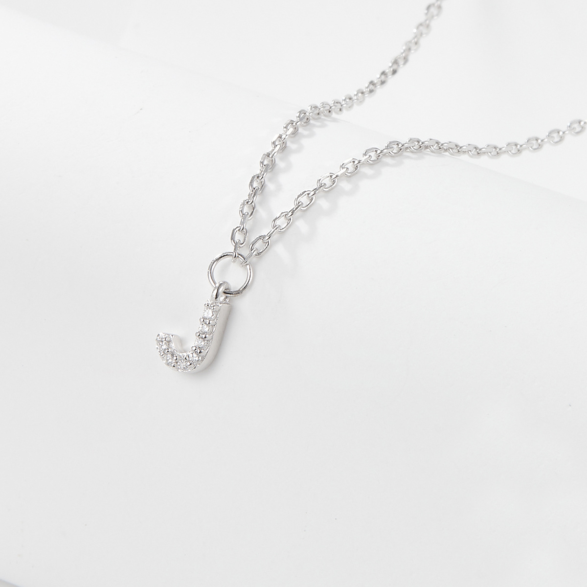 Collana con lettera iniziale tempestata di argento 925 I 45 cm