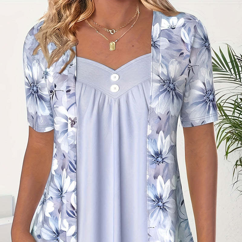 👚Top patchwork floreale irregolare da donna✨
