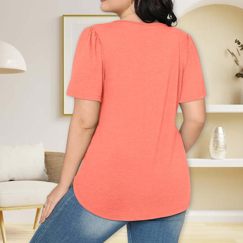 🔥👚Damska letnia koszulka z krótkim rękawem i okrągłym dekoltem plisowana