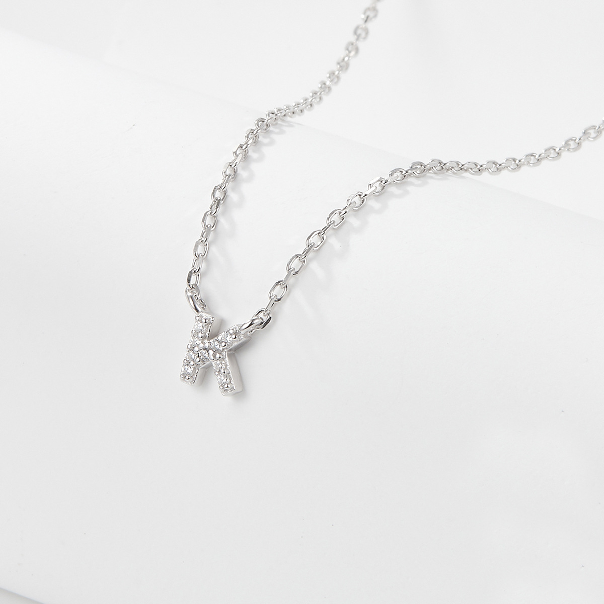 Collana con lettera iniziale tempestata di argento 925 I 45 cm