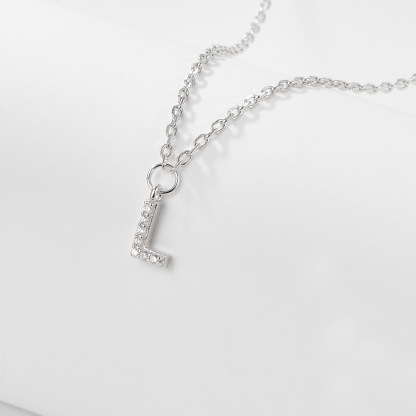 Collana con lettera iniziale tempestata di argento 925 I 45 cm