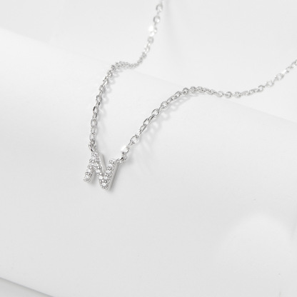 Collana con lettera iniziale tempestata di argento 925 I 45 cm