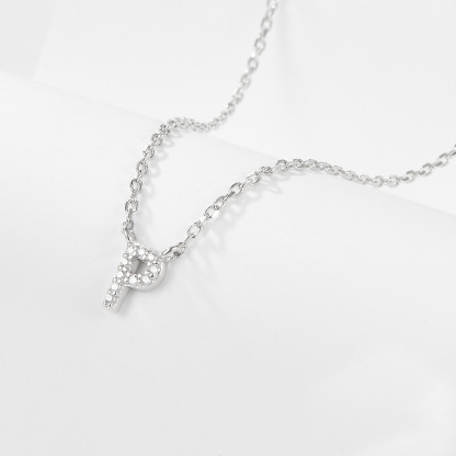 Collana con lettera iniziale tempestata di argento 925 I 45 cm