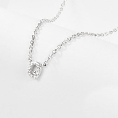 Collana con lettera iniziale tempestata di argento 925 I 45 cm
