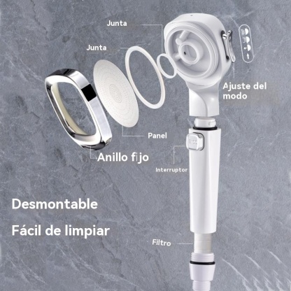 Cabezal de ducha presurizado de mano de 4 modos con interruptor de pausa