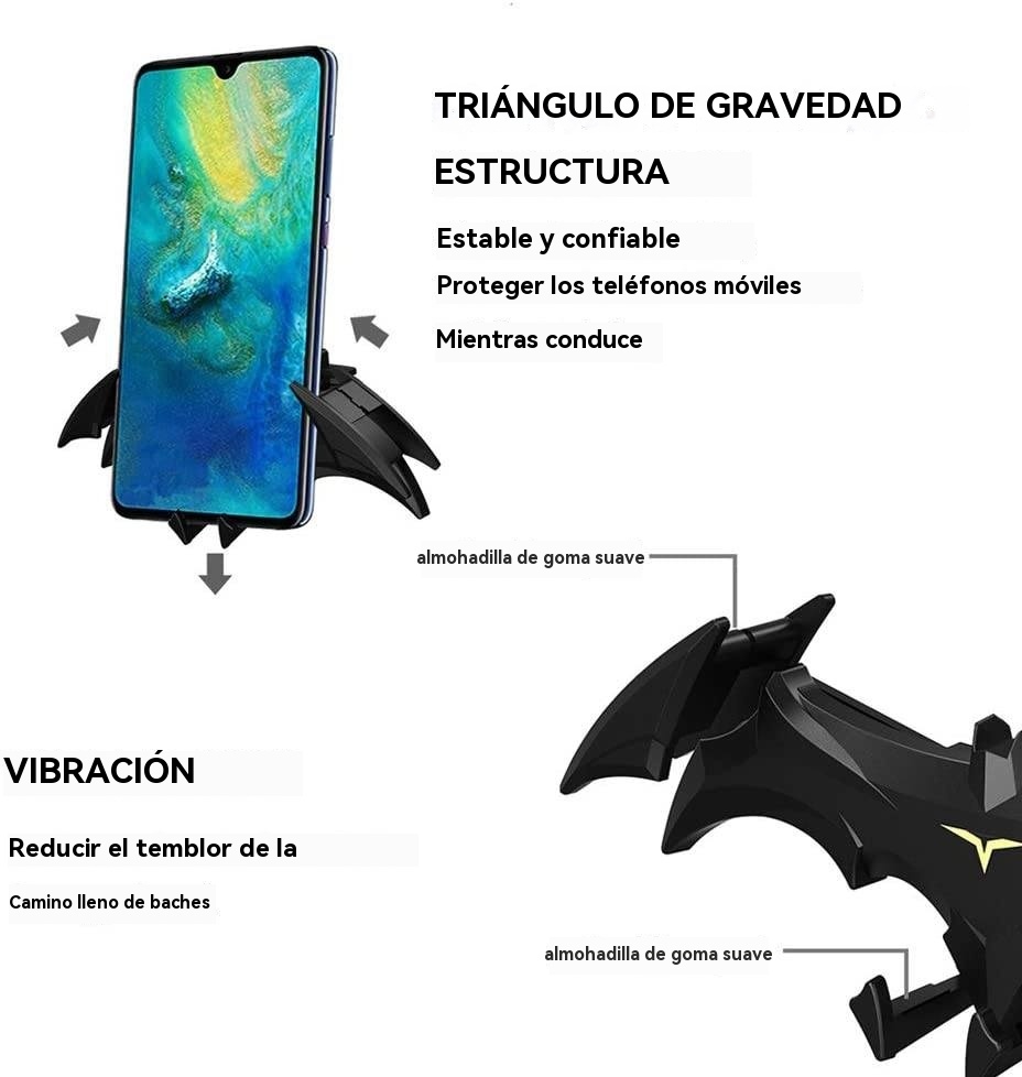 Soporte para teléfono de coche con alas de murciélago