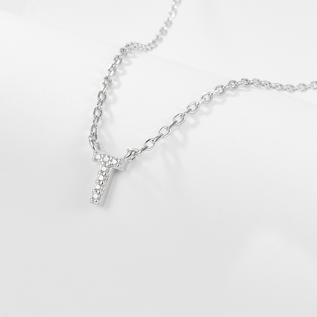 Collana con lettera iniziale tempestata di argento 925 I 45 cm