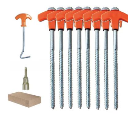 8/16 picchetti da tenda a vite da 8" - Ancoraggi a terra Picchetti da tenda a spirale esagonale fosforescenti - Luce notturna per esterni Picchetti da tenda filettati da 20 cm con testa esagonale in acciaio al carbonio M8