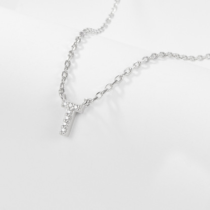 Collana con lettera iniziale tempestata di argento 925 I 45 cm
