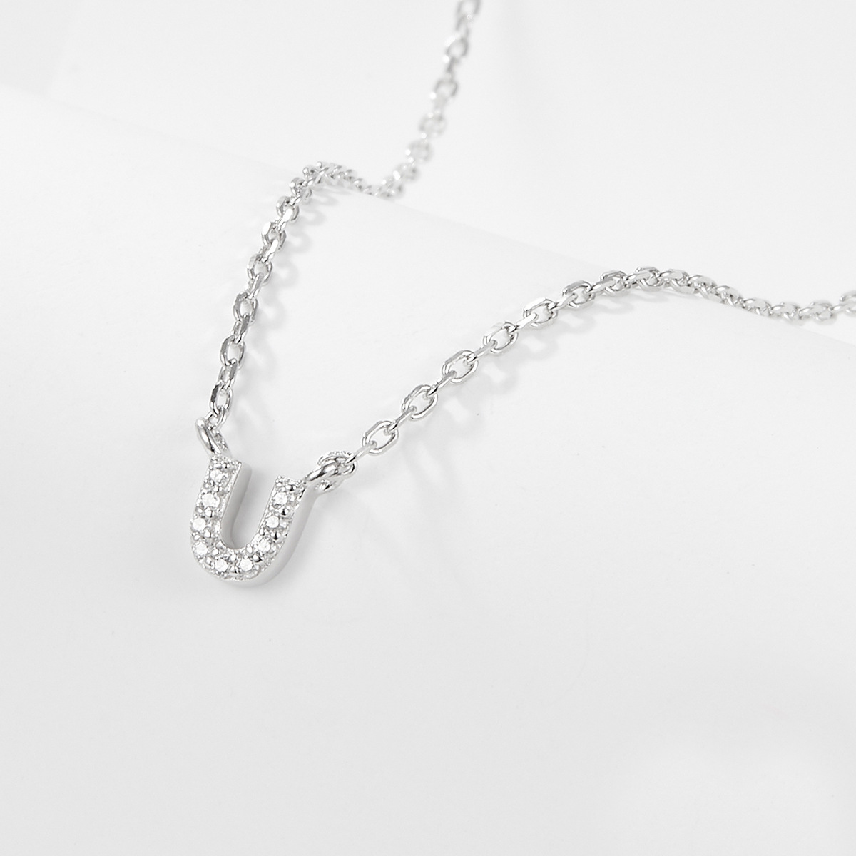 Collana con lettera iniziale tempestata di argento 925 I 45 cm