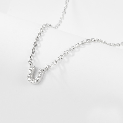 Collana con lettera iniziale tempestata di argento 925 I 45 cm
