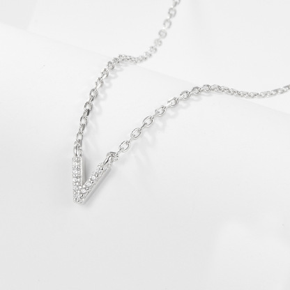 Collana con lettera iniziale tempestata di argento 925 I 45 cm