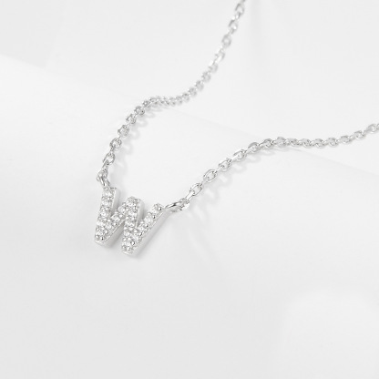 Collana con lettera iniziale tempestata di argento 925 I 45 cm