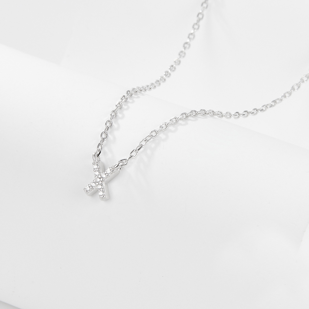 Collana con lettera iniziale tempestata di argento 925 I 45 cm