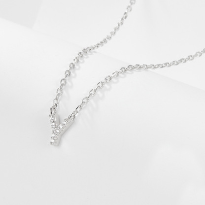 Collana con lettera iniziale tempestata di argento 925 I 45 cm