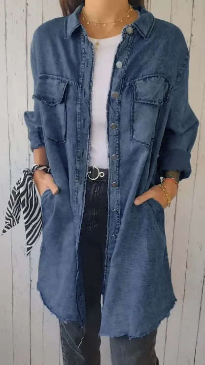 Camicia comoda in denim con cappotto lungo