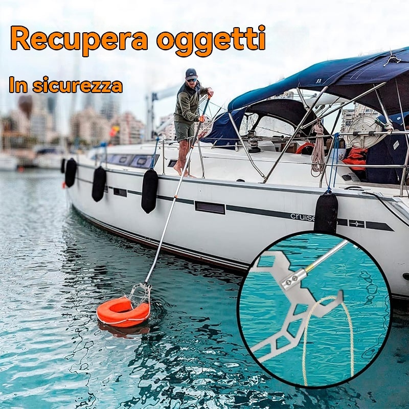Gancio telescopico automatico per ormeggio di barche