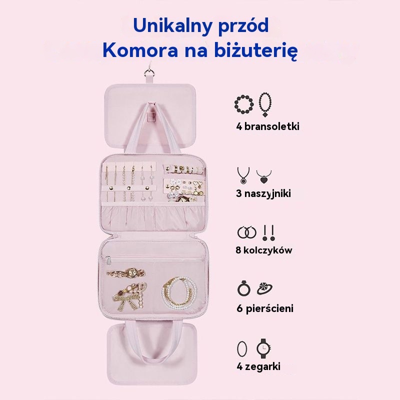 Wisząca torba podróżna na biżuterię i kosmetyki