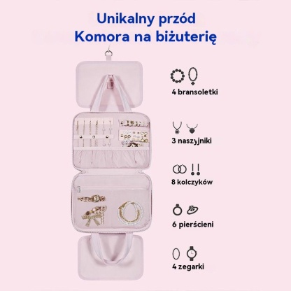 Wisząca torba podróżna na biżuterię i kosmetyki