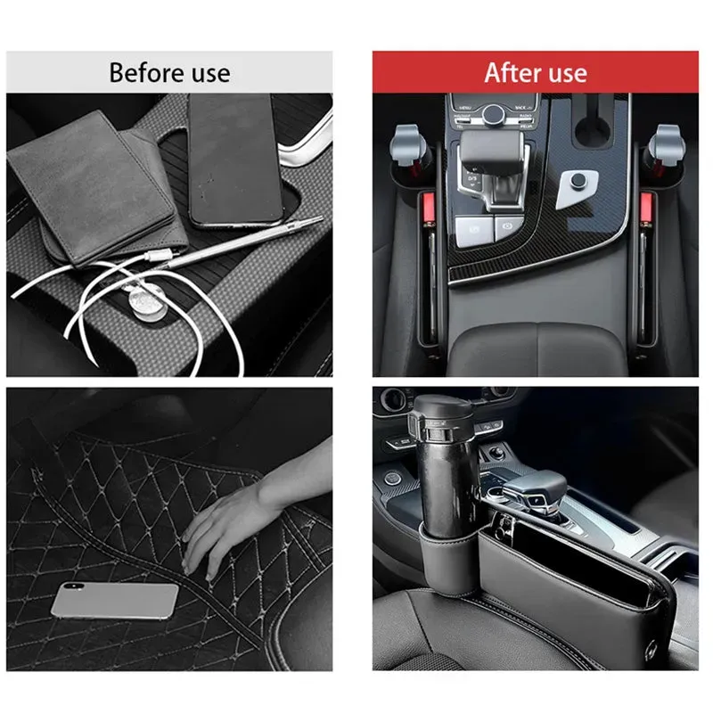 Storage boxes for the space between seats