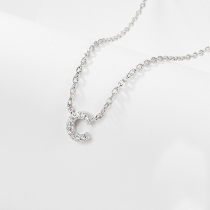 Collana con lettera iniziale tempestata di argento 925 I 45 cm
