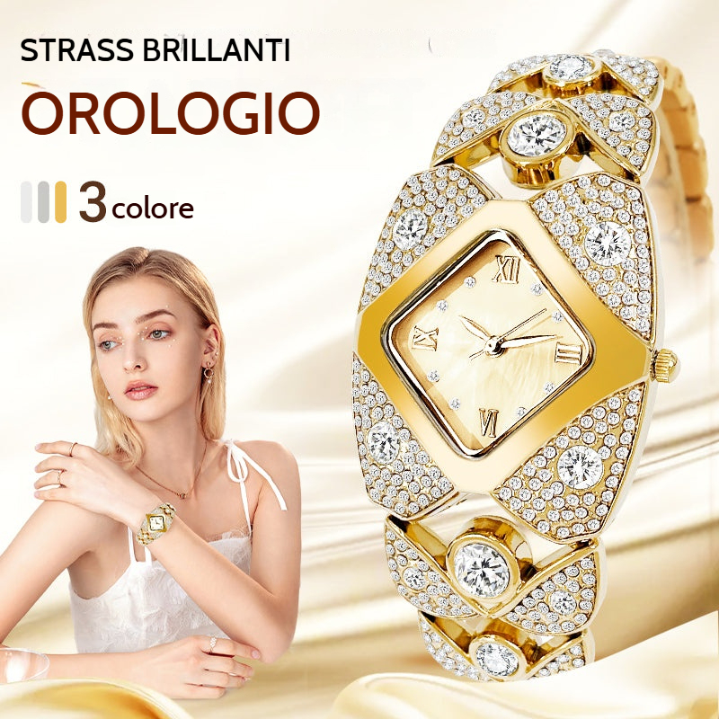 ⌚Orologio da donna retrò con meccanismo al quarzo e pietre brillanti 💎