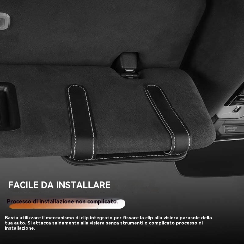 Portaocchiali multifunzionale in pelle per auto