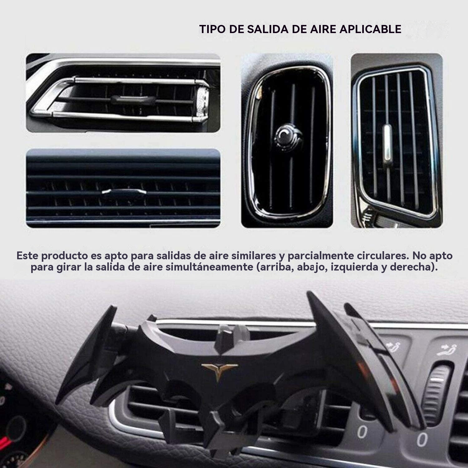 Soporte para teléfono de coche con alas de murciélago