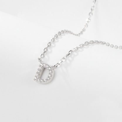 Collana con lettera iniziale tempestata di argento 925 I 45 cm