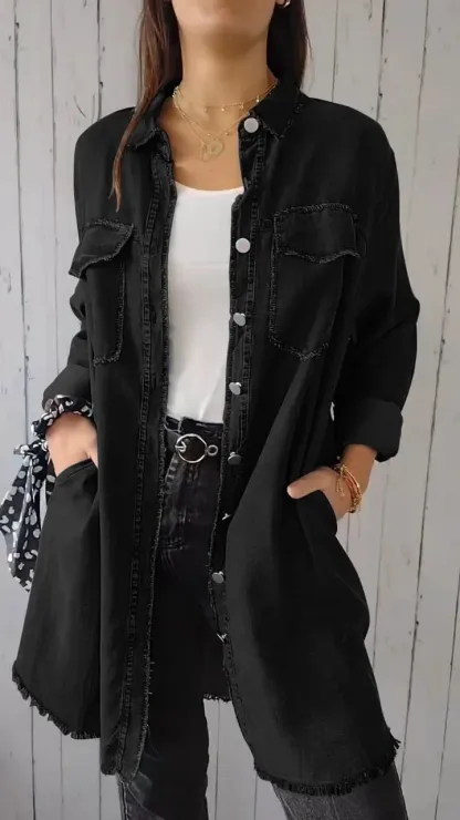 Camicia comoda in denim con cappotto lungo