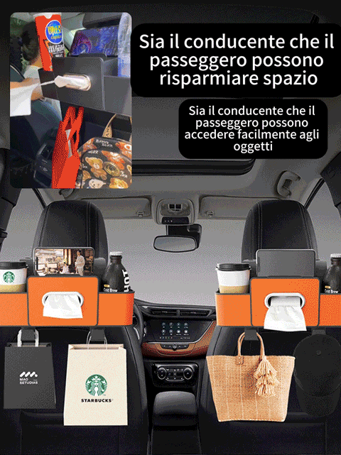 【Salvaspazio】Scatola portaoggetti multifunzione per schienale auto
