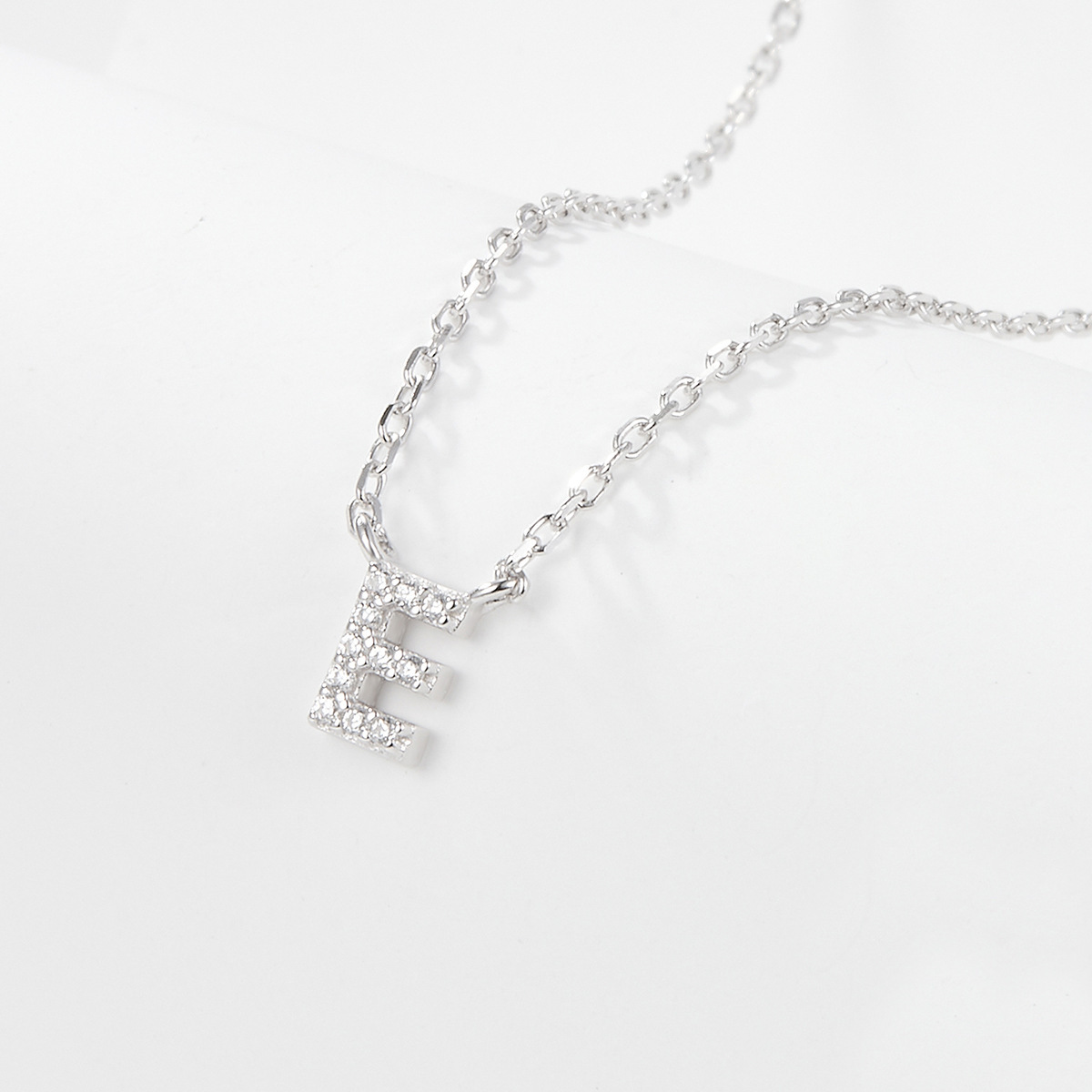 Collana con lettera iniziale tempestata di argento 925 I 45 cm