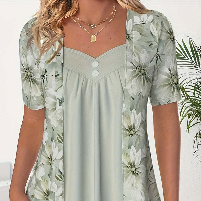 👚Top patchwork floreale irregolare da donna✨
