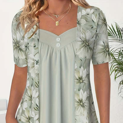 👚Top patchwork floreale irregolare da donna✨