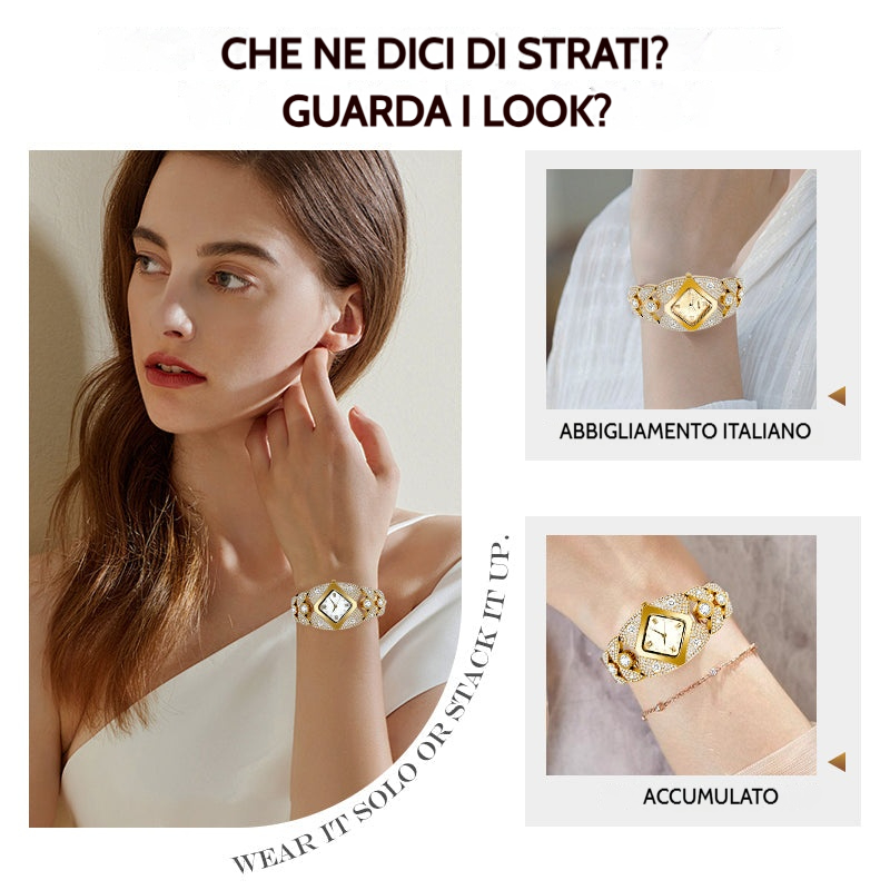 ⌚Orologio da donna retrò con meccanismo al quarzo e pietre brillanti 💎