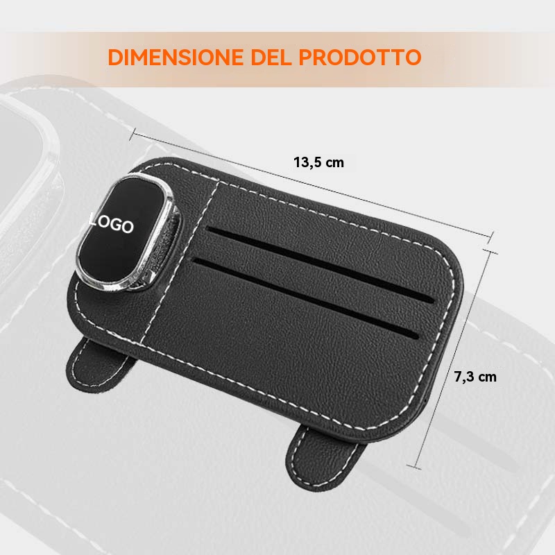 Portaocchiali multifunzionale in pelle per auto