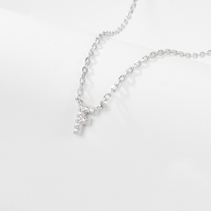 Collana con lettera iniziale tempestata di argento 925 I 45 cm