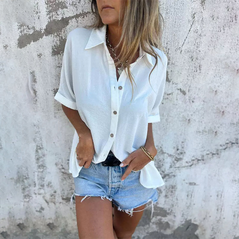🌸Offerte di primavera🌸 Camicia casual da donna, tinta unita, vestibilità ampia