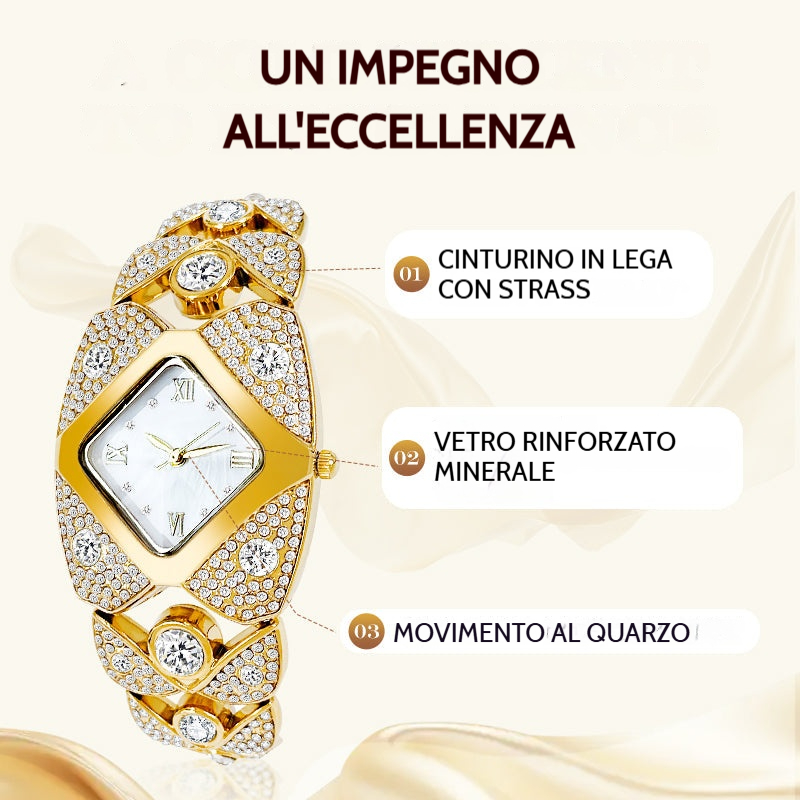 ⌚Orologio da donna retrò con meccanismo al quarzo e pietre brillanti 💎