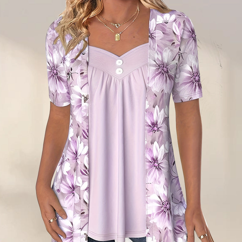 👚Top patchwork floreale irregolare da donna✨