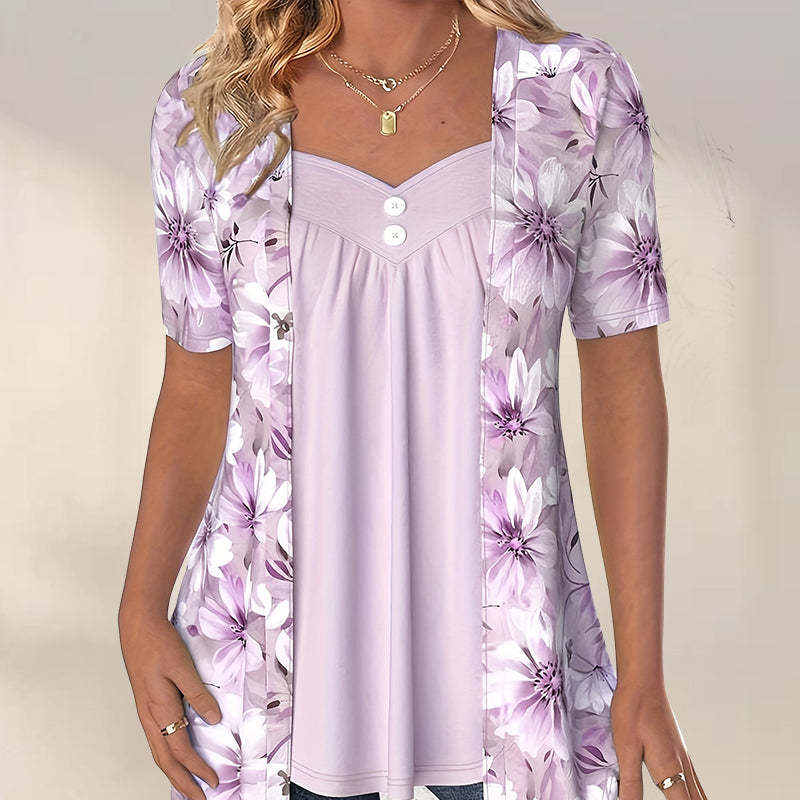👚Top patchwork floreale irregolare da donna✨