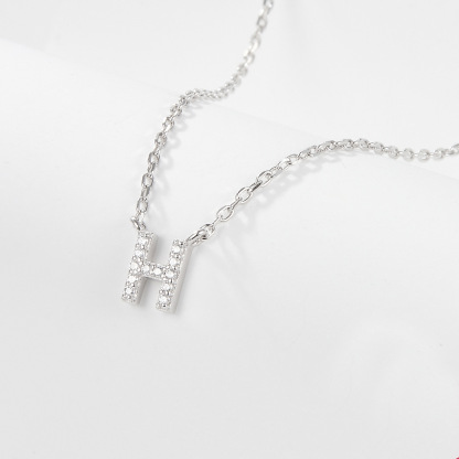 Collana con lettera iniziale tempestata di argento 925 I 45 cm