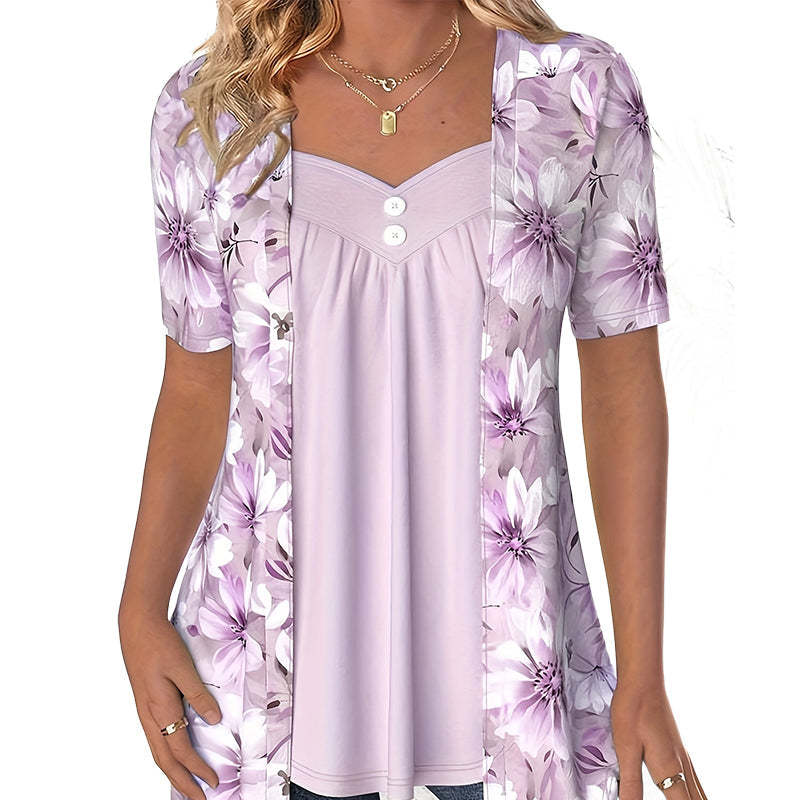 👚Top patchwork floreale irregolare da donna✨