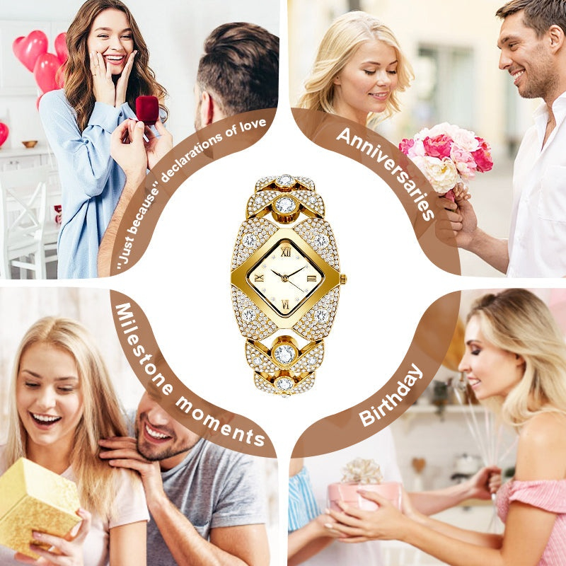 ⌚Orologio da donna retrò con meccanismo al quarzo e pietre brillanti 💎