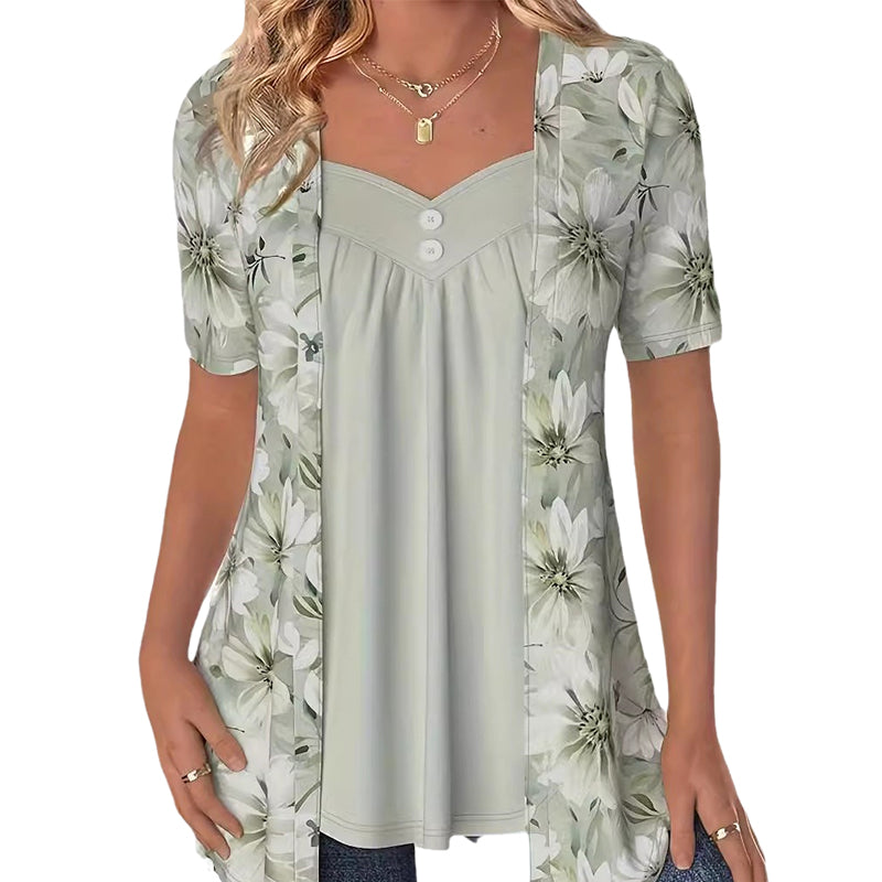👚Top patchwork floreale irregolare da donna✨